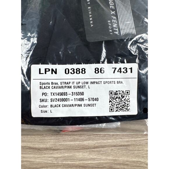 Savage X Fenty Sport Strap It Up Low Impact Sports Bra Black Pink Large - Picture 7 of 9